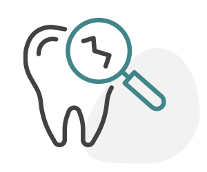 Damaged Tooth with Magnifying Glass Icon