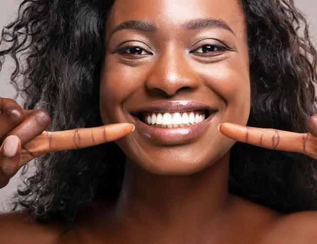 Woman With White Teeth Smiling
